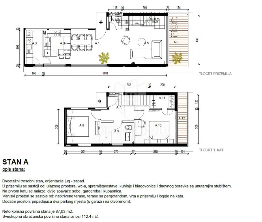 Rovigno, nuovo appartamento su due piani in ottima posizione