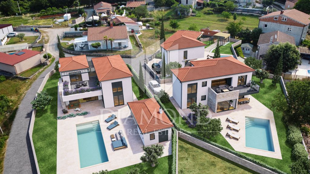 Poreč, okolica, prekrasna moderna vila sa istarskim akcentom u izgradnji!